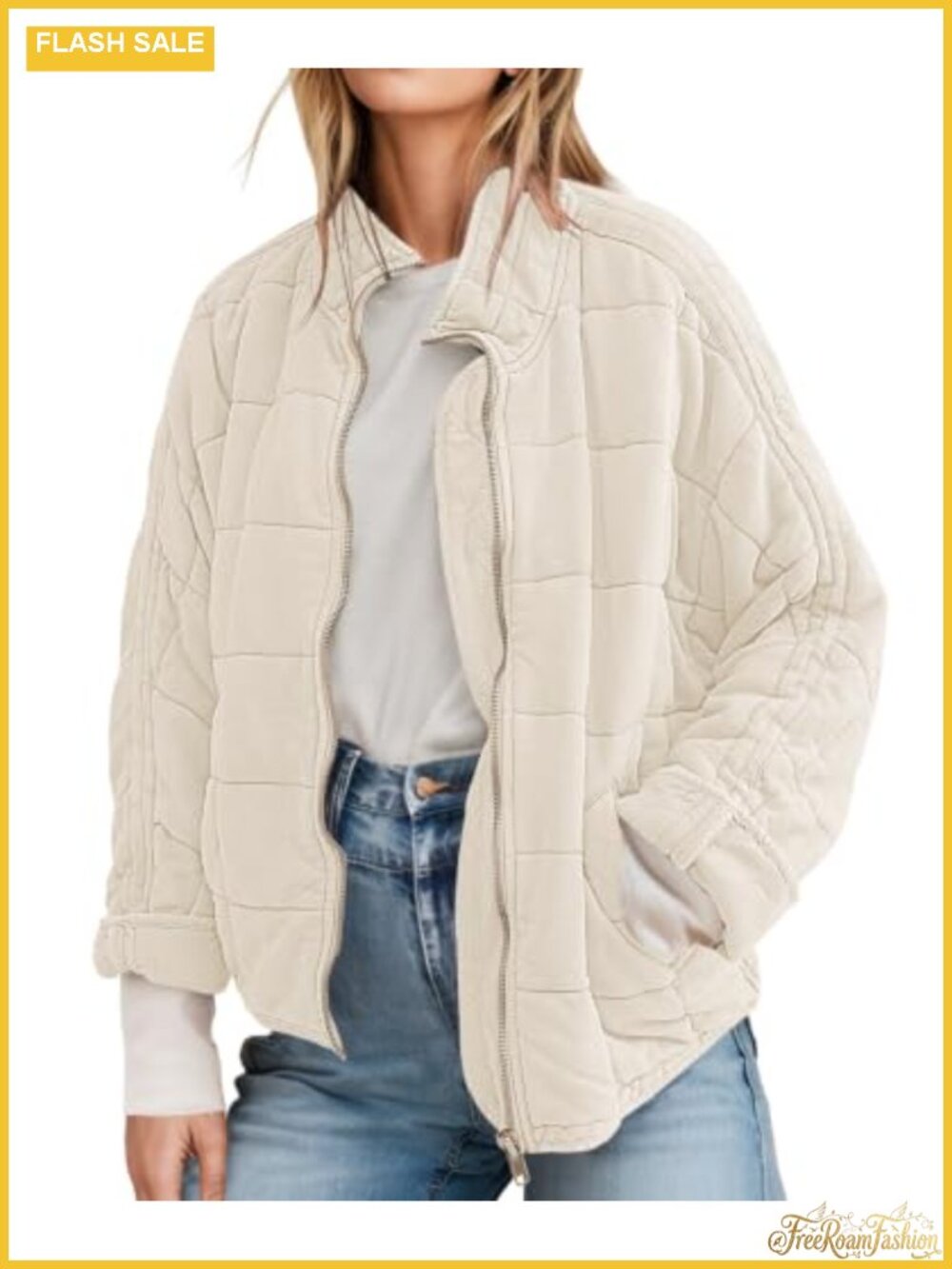 ETCYY Women's Quilted Puffer Zip Up Jacket Lightweight Casual Coat